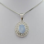 گردنبند عقیق کبود یمنی زنانه نقره طرح فروغ - Image 2