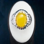 انگشتر دست ساز نقره مردانه طرح تیام با سنگ شرف الشمس الماس تراش + حکاکی - Image 3