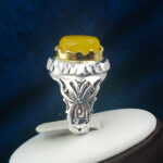 انگشتر دست ساز نقره مردانه طرح تیام با سنگ شرف الشمس الماس تراش + حکاکی - Image 4