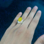 انگشتر دست ساز نقره مردانه طرح تیام با سنگ شرف الشمس الماس تراش + حکاکی - Image 5