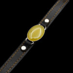 دستبند نقره چرم طبیعی مشکی با نگین عقیق شرف الشمس + حکاکی - Image 2