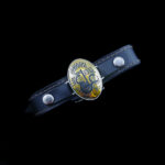 دستبند نقره چرم طبیعی مشکی مردانه و زنانه با نگین حدید صینی عین علی (ع) - Image 3