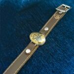 دستبند نقره چرم طبیعی قهوه ای مردانه و زنانه با نگین حدید صینی عین علی (ع)