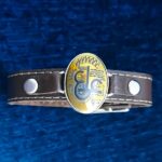 دستبند نقره چرم طبیعی قهوه ای مردانه و زنانه با نگین حدید صینی عین علی (ع) - Image 2