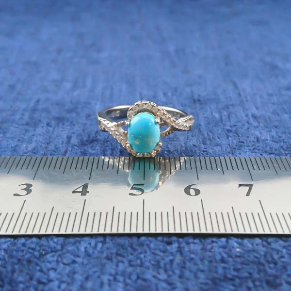 انگشتر نقره زنانه طرح نادیا با نگین فیروزه نیشابوری - Image 3