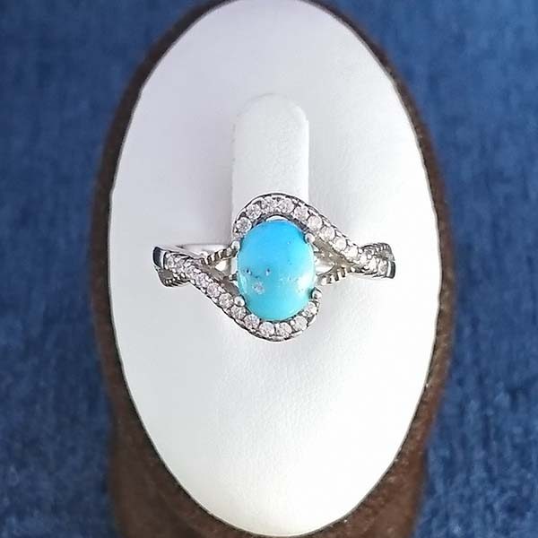 انگشتر نقره زنانه طرح نادیا با نگین فیروزه نیشابوری - Image 2