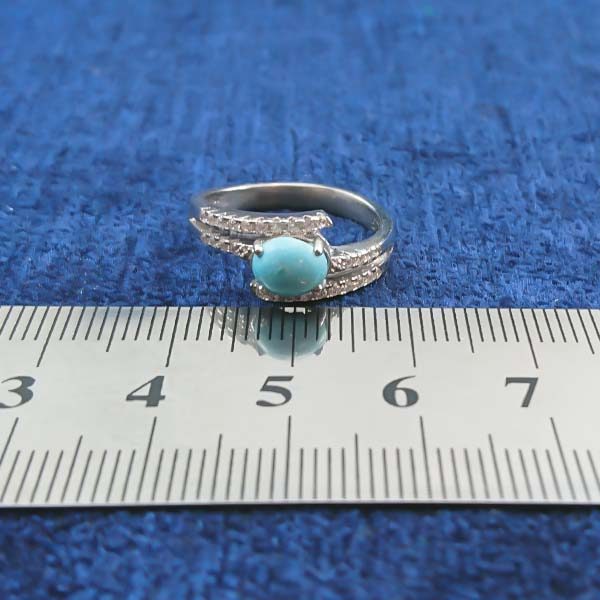 انگشتر نقره زنانه طرح مونیکا با سنگ فیروزه نیشابوری - Image 3