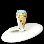 انگشتر نقره دست ساز مردانه طرح منصور ۲ با سنگ فیروزه نیشابوری - Image 2