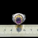 انگشتر نقره مردانه فاخر دست ساز طرح حنیف با سنگ آمیتیست الماس تراش - Image 5