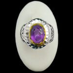 انگشتر نقره مردانه فاخر دست ساز طرح حنیف با سنگ آمیتیست الماس تراش - Image 3