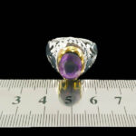 انگشتر نقره مردانه فاخر دست ساز طرح اسحاق با سنگ آمیتیست الماس تراش - Image 5