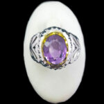 انگشتر نقره مردانه فاخر دست ساز طرح اسحاق با سنگ آمیتیست الماس تراش - Image 4