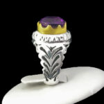 انگشتر نقره مردانه فاخر دست ساز طرح اسحاق با سنگ آمیتیست الماس تراش - Image 2