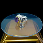 انگشتر نقره مردانه فاخر دست ساز طرح اسحاق با سنگ آمیتیست الماس تراش - Image 3