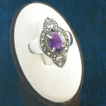 نیم ست نقره زنانه طرح ارنواز با سنگ آمیتیست الماس تراش - Image 2