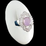 انگشتر نقره زنانه طرح هلن با سنگ عقیق کبود یمنی