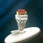 انگشتر نقره مردانه طرح دامون با سنگ عقیق یمنی سرخ - Image 3