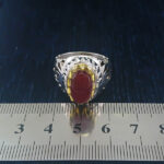 انگشتر نقره مردانه طرح دامون با سنگ عقیق یمنی سرخ - Image 5