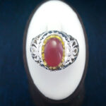 انگشتر نقره مردانه طرح دامون با سنگ عقیق یمنی سرخ - Image 6