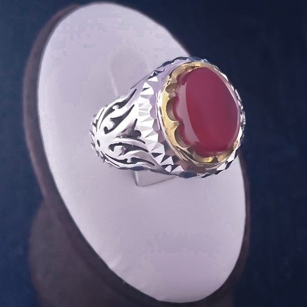 مدل انگشتر عقیق یمنی سرخ پسرانه شیک