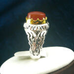 انگشتر نقره مردانه طرح دایان با سنگ عقیق یمنی سرخ - Image 2