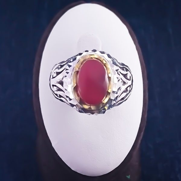 انگشتر نقره مردانه طرح دایان با سنگ عقیق یمنی سرخ - Image 6