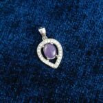 گردنبند نقره زنانه طرح فرگل با سنگ عقیق کبود یمنی - Image 2