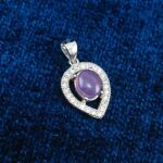 گردنبند نقره زنانه طرح فرگل با سنگ عقیق کبود یمنی