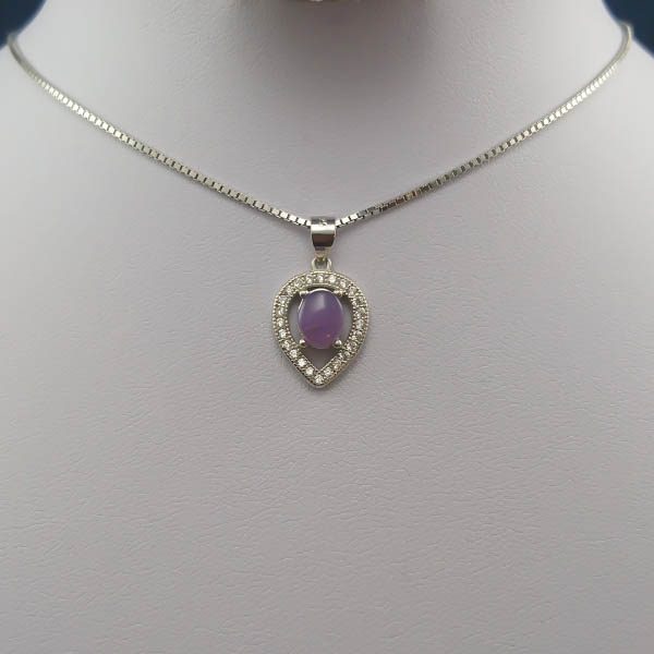 گردنبند نقره زنانه طرح فرگل با سنگ عقیق کبود یمنی - Image 4