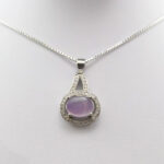 گردنبند نقره زنانه طرح فلور با سنگ عقیق کبود یمنی - Image 2