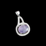 گردنبند نقره زنانه طرح فلور با سنگ عقیق کبود یمنی