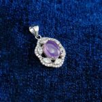 گردنبند نقره زنانه طرح مهگل با سنگ عقیق کبود یمنی - Image 2