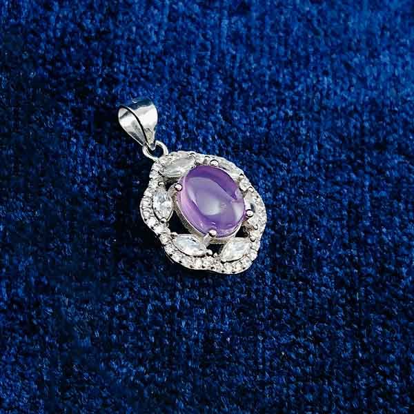 گردنبند نقره زنانه طرح مهگل با سنگ عقیق کبود یمنی - Image 2