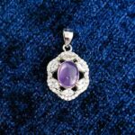 گردنبند نقره زنانه طرح مهگل با سنگ عقیق کبود یمنی - Image 3