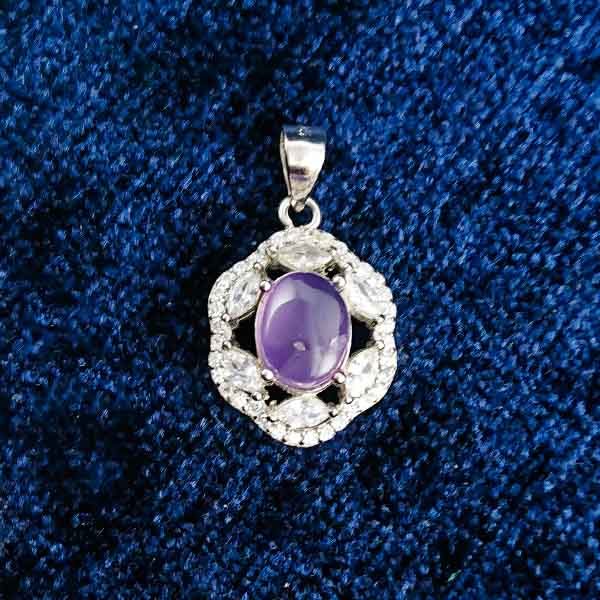 گردنبند نقره زنانه طرح مهگل با سنگ عقیق کبود یمنی - Image 3