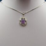 گردنبند نقره زنانه طرح مهگل با سنگ عقیق کبود یمنی - Image 4