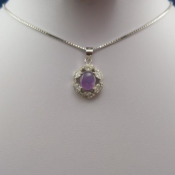 گردنبند نقره زنانه طرح مهگل با سنگ عقیق کبود یمنی - Image 4