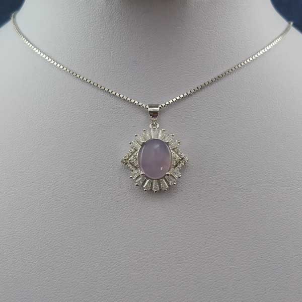 گردنبند نقره زنانه طرح مهرسا با سنگ عقیق کبود یمنی - Image 4