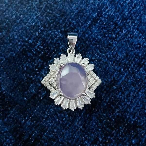 گردنبند نقره زنانه طرح مهرسا با سنگ عقیق کبود یمنی - Image 3