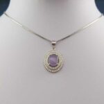 گردنبند نقره زنانه طرح وانیا با سنگ عقیق کبود یمنی - Image 3