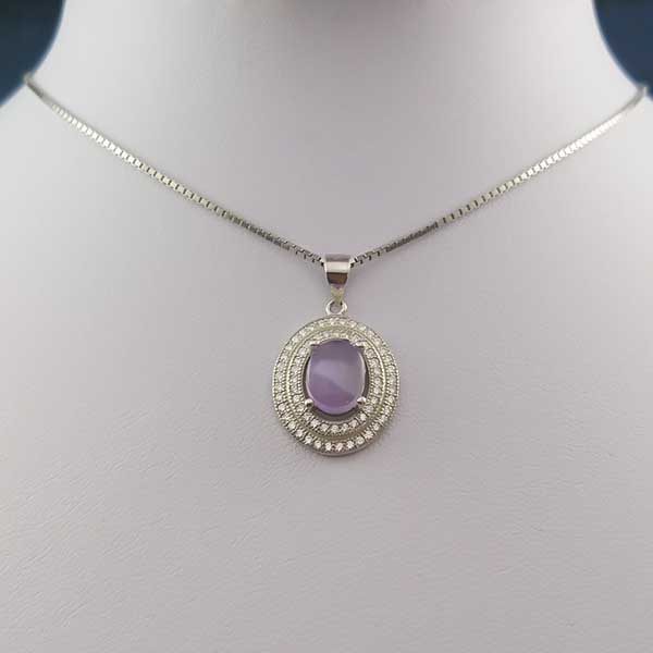 گردنبند نقره زنانه طرح وانیا با سنگ عقیق کبود یمنی - Image 3