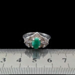 انگشتر زمرد الماس تراش نقره زنانه طرح گندم - Image 2