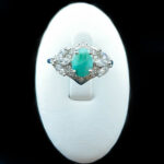 انگشتر زمرد الماس تراش نقره زنانه طرح گندم - Image 3