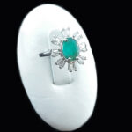 انگشتر زمرد الماس تراش نقره زنانه طرح کاترینا