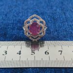 انگشتر نقره زنانه طرح انوشا با سنگ یاقوت سرخ الماس تراش - Image 2