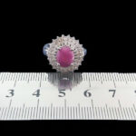 انگشتر نقره زنانه طرح آلینا با سنگ یاقوت سرخ الماس تراش - Image 2