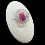 انگشتر نقره زنانه طرح آلینا با سنگ یاقوت سرخ الماس تراش