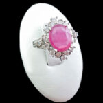 انگشتر نقره زنانه طرح آلیسا با سنگ یاقوت سرخ الماس تراش