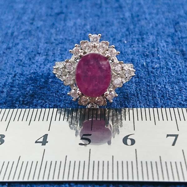 انگشتر نقره زنانه طرح آرشیدا با سنگ یاقوت سرخ الماس تراش - Image 2