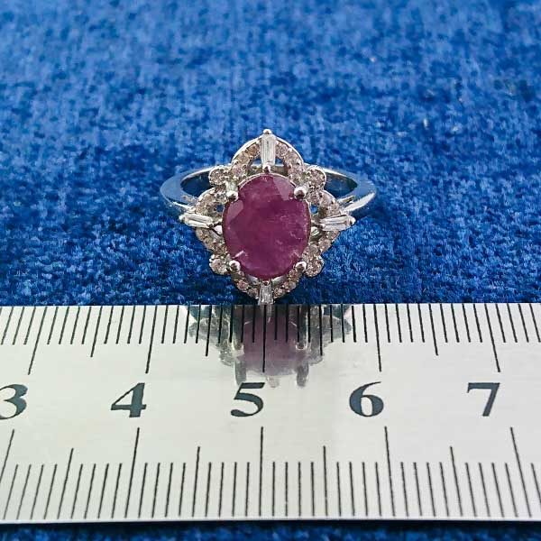 انگشتر نقره زنانه طرح بهارناز با سنگ یاقوت سرخ الماس تراش - Image 2